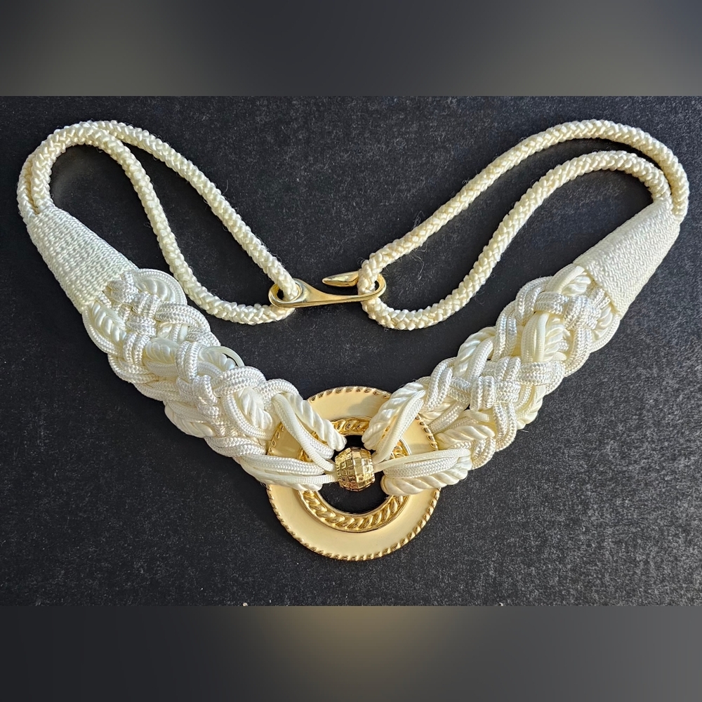 Chic Cream and Gold Braided Belt